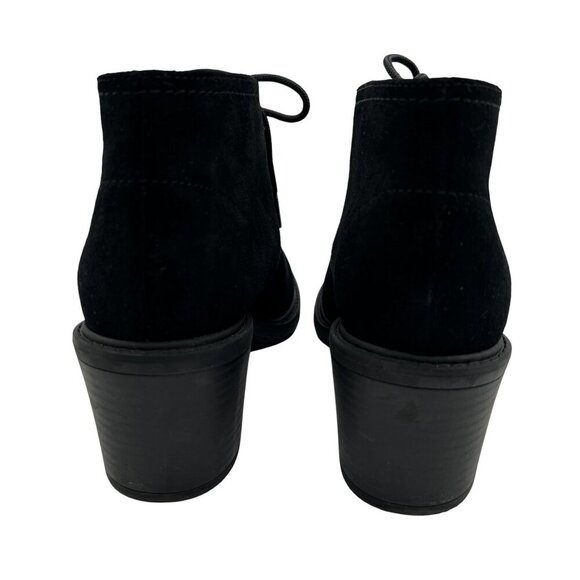 Clarks Womens 8.5 Black Suede Boot Lace Up Heeled Ankle Booties Office Old Money - Picture 8 of 14
